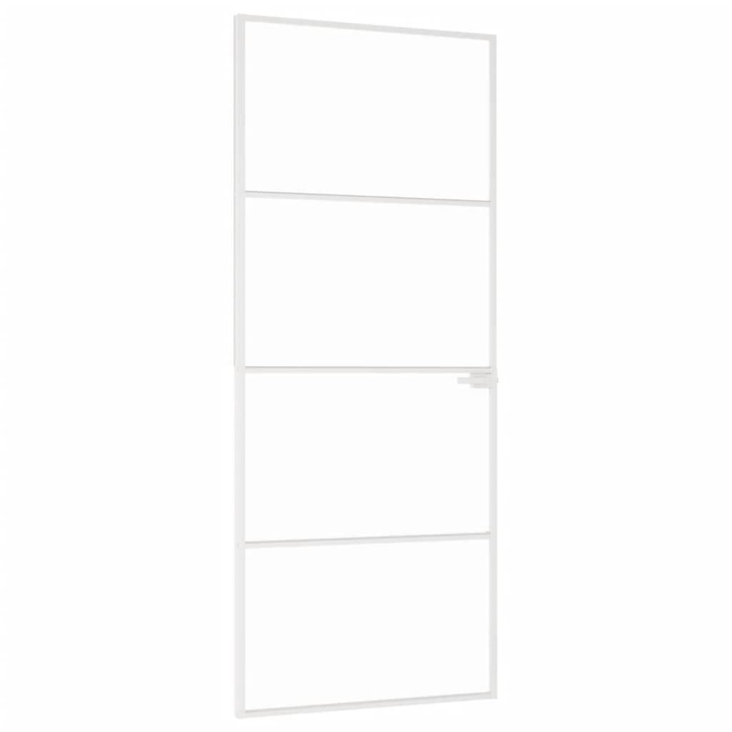 vidaXL Innentür Weiß 83x201,5 cm Hartglas & Aluminium Schlank
