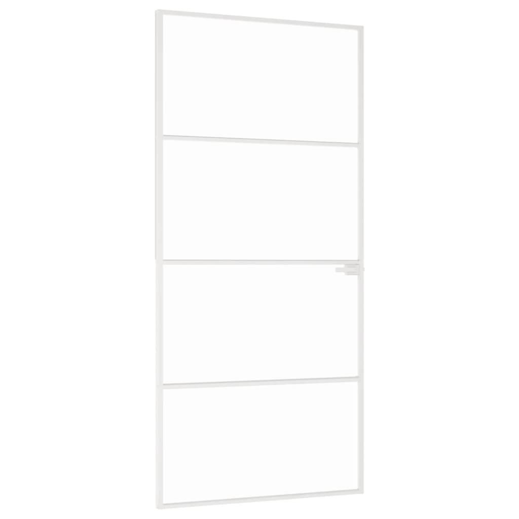 vidaXL Innentür Weiß 93x201,5 cm Hartglas & Aluminium Schlank