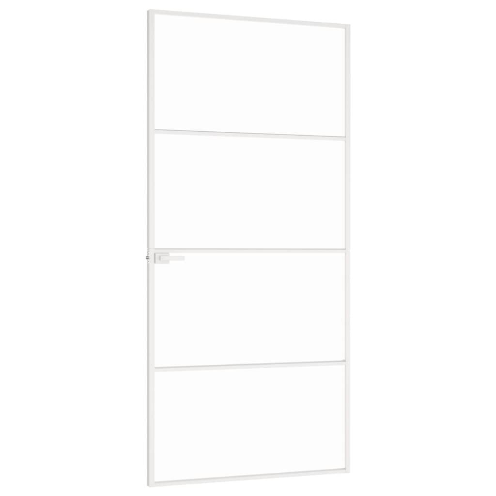 vidaXL Innentür Weiß 93x201,5 cm Hartglas & Aluminium Schlank