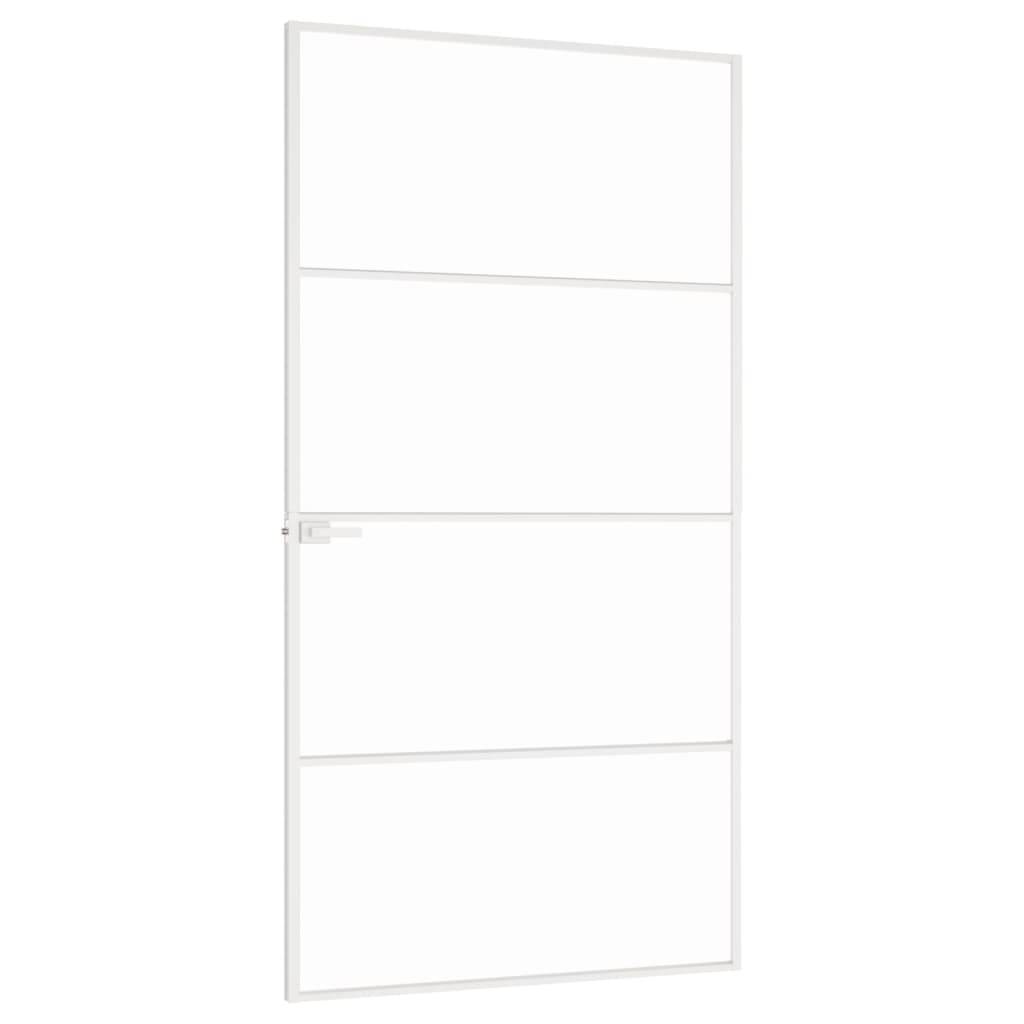 vidaXL Innentür Weiß 102x201,5 cm Hartglas & Aluminium Schlank