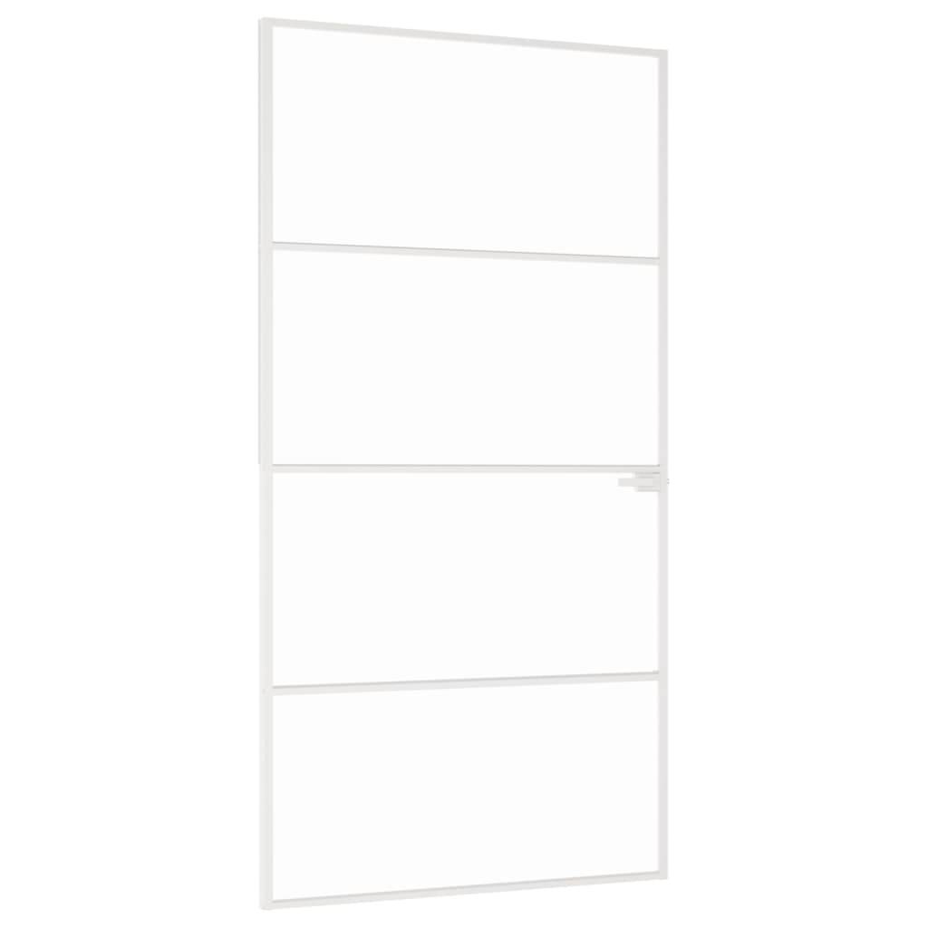 vidaXL Innentür Weiß 102x201,5 cm Hartglas & Aluminium Schlank