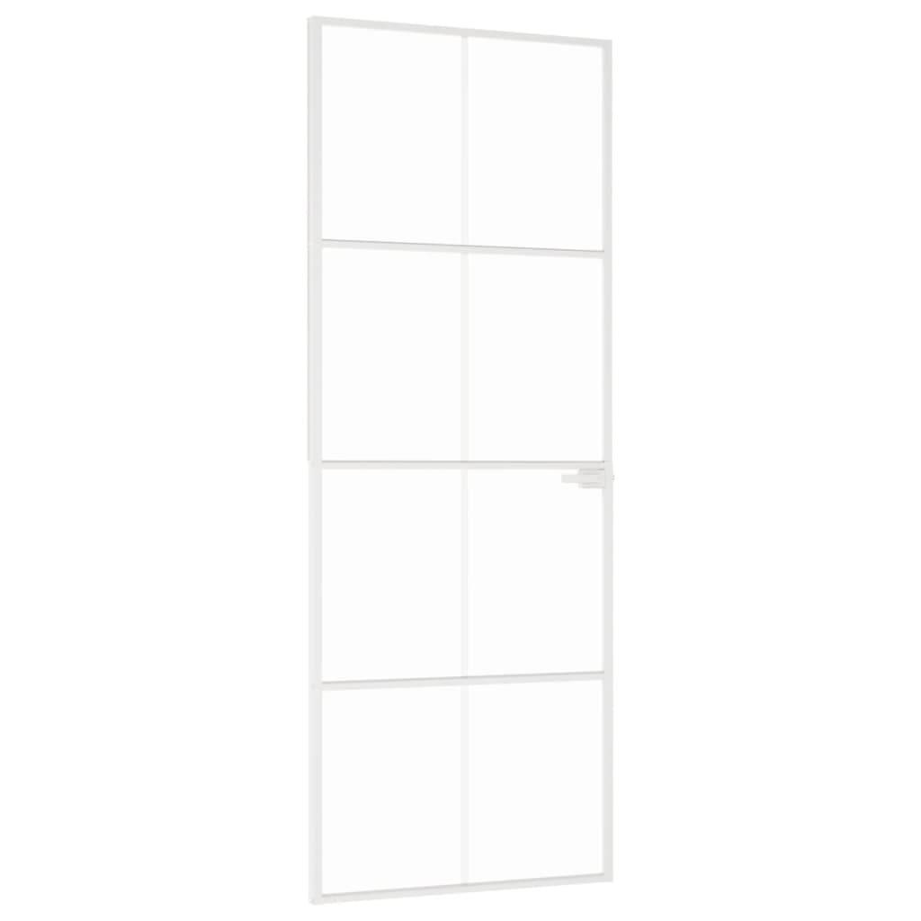 vidaXL Innentür Weiß 76x201,5 cm Hartglas & Aluminium Schlank