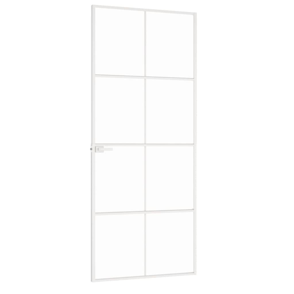 vidaXL Innentür Weiß 83x201,5 cm Hartglas & Aluminium Schlank