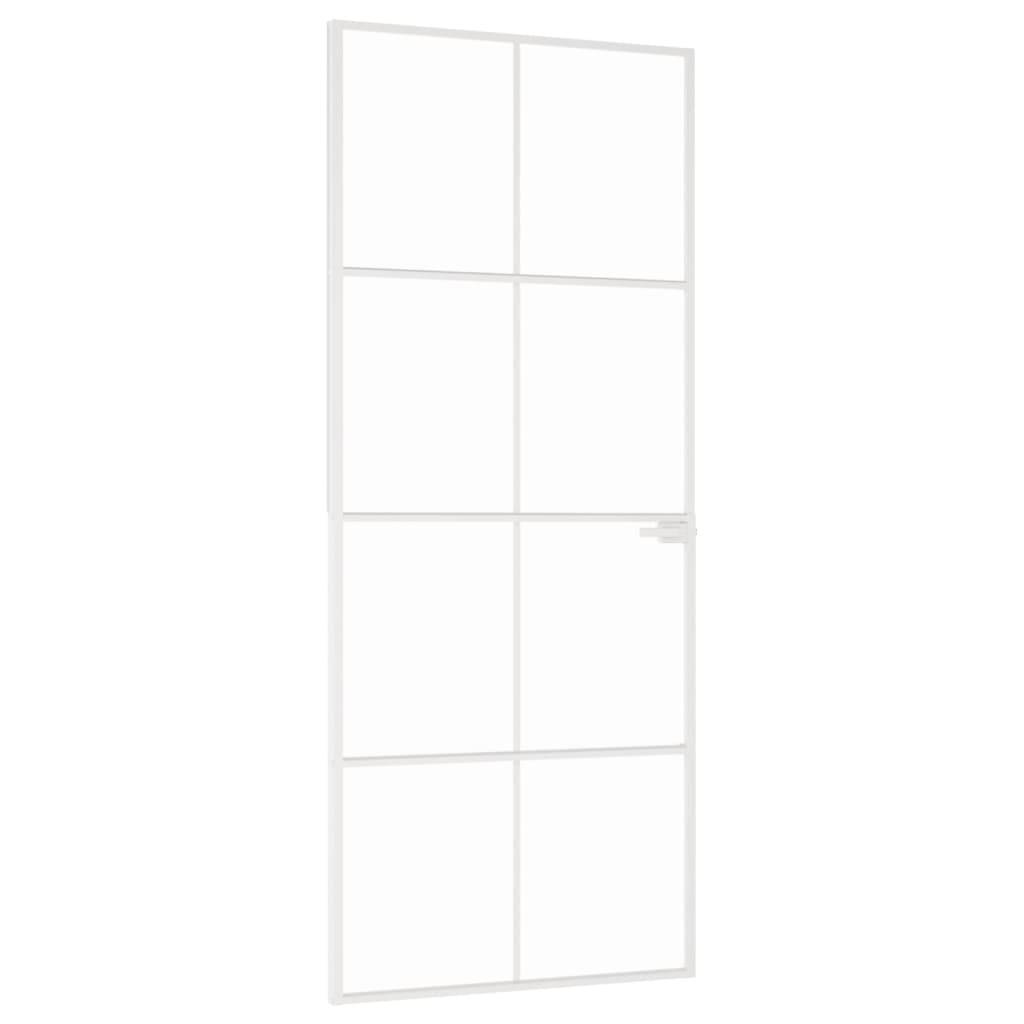 vidaXL Innentür Weiß 83x201,5 cm Hartglas & Aluminium Schlank