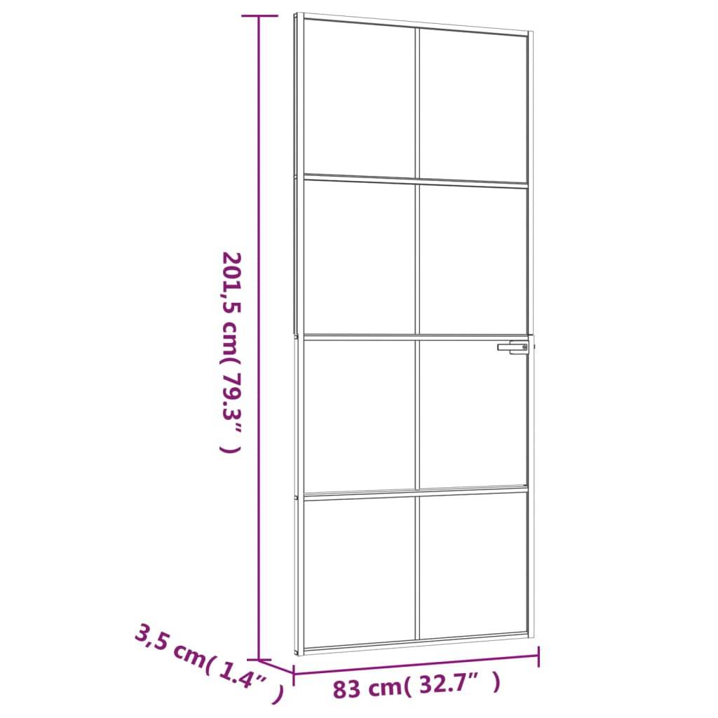 vidaXL Innentür Weiß 83x201,5 cm Hartglas & Aluminium Schlank