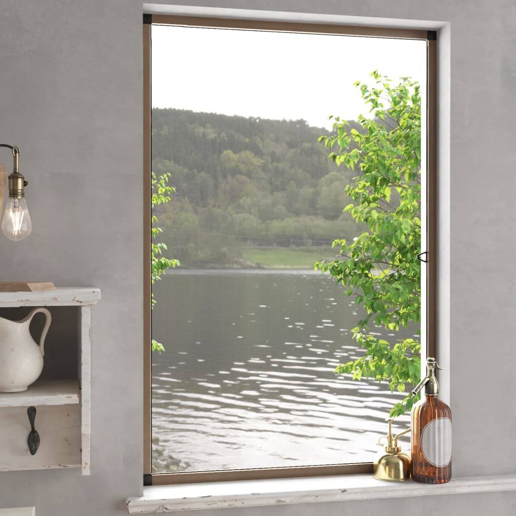 vidaXL Insektenschutz für Fenster Braun 90x120 cm