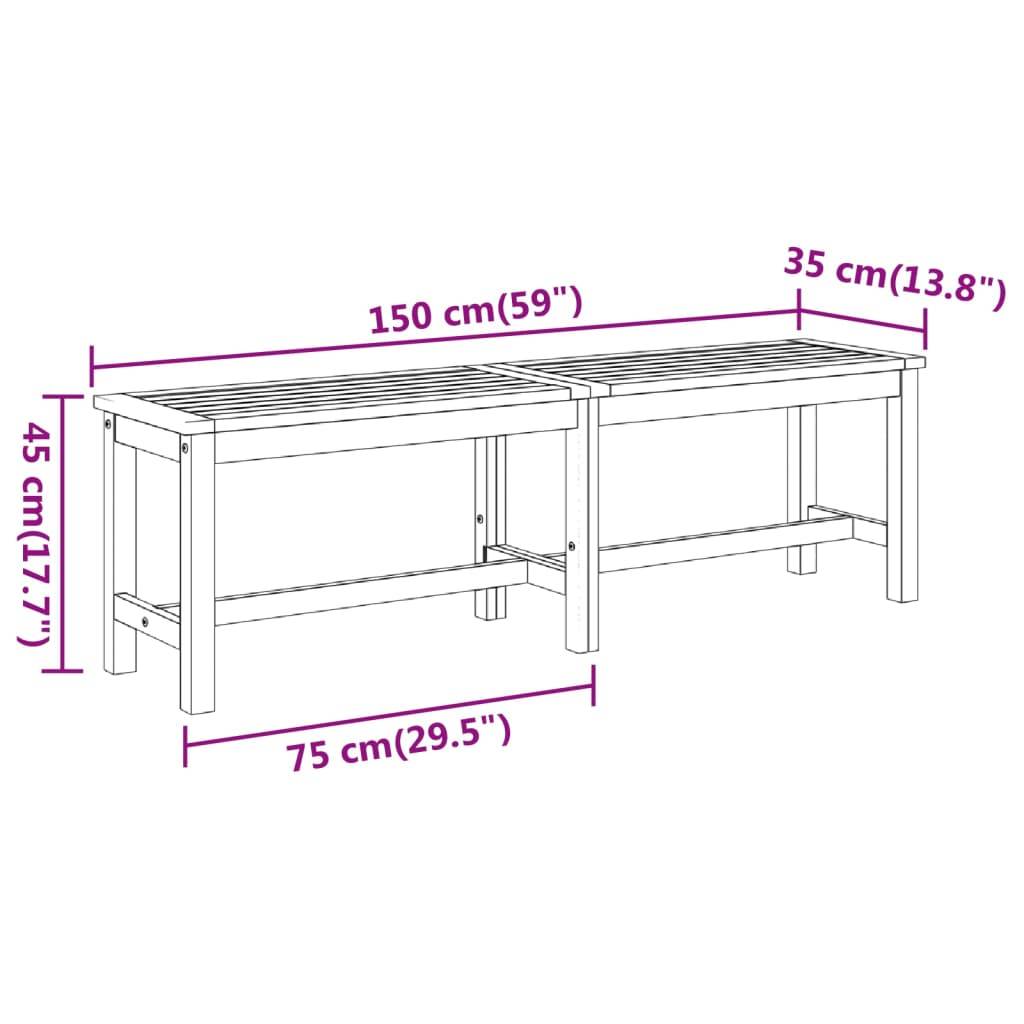 vidaXL Gartenbank 150x35x45 cm Massivholz Akazie