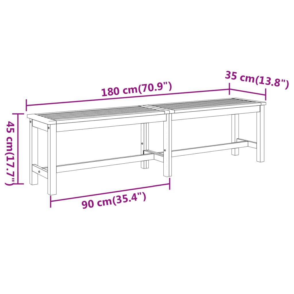 vidaXL Gartenbank 180x35x45 cm Massivholz Akazie