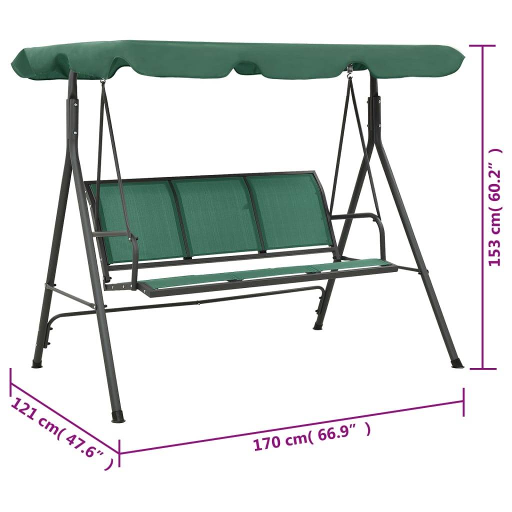 vidaXL Hollywoodschaukel Grün 170 cm Textilene und Stahl