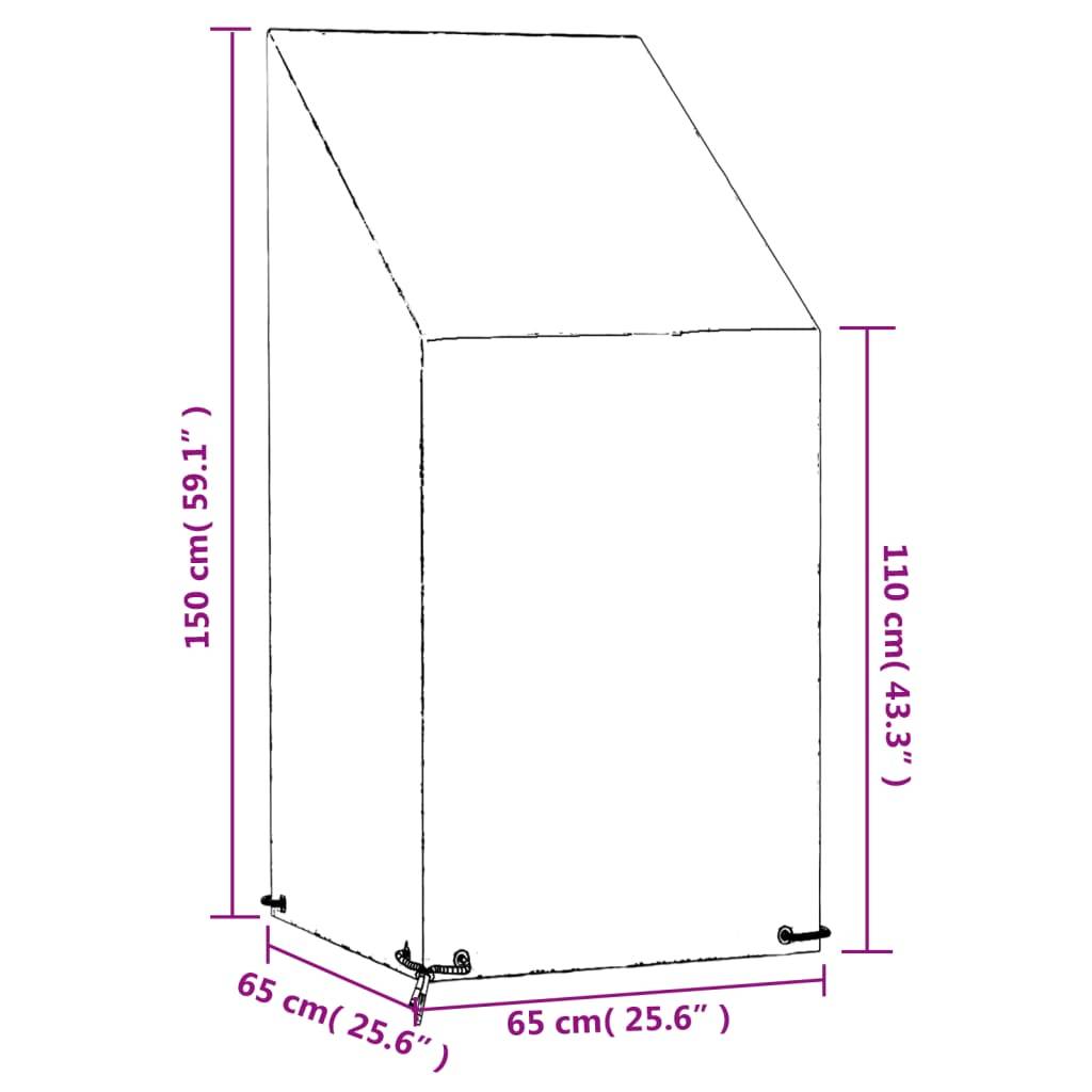 vidaXL Abdeckung für Gartenstuhl 8 Ösen 65x65x110/150 cm Polyethylen