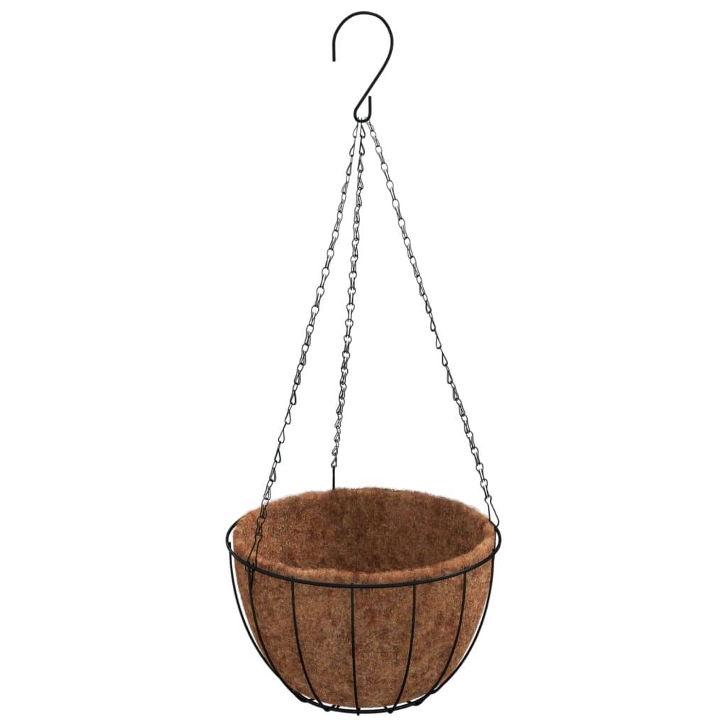 vidaXL Pflanzampeln 4 Stk. mit Kokoseinlagen Schwarz Ø 30x52 cm Stahl