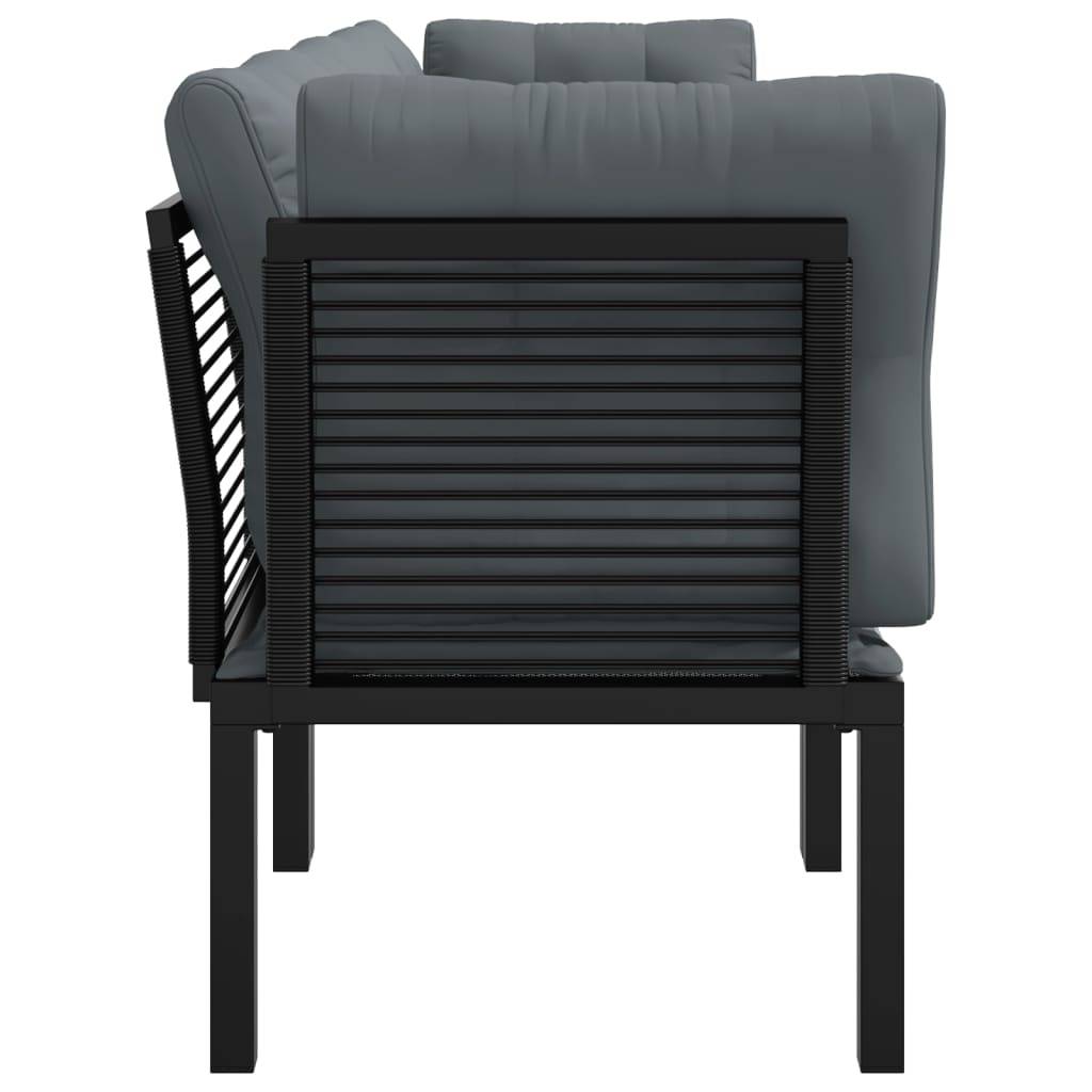 vidaXL 4-tlg. Garten-Lounge-Set Schwarz und Grau Poly Rattan