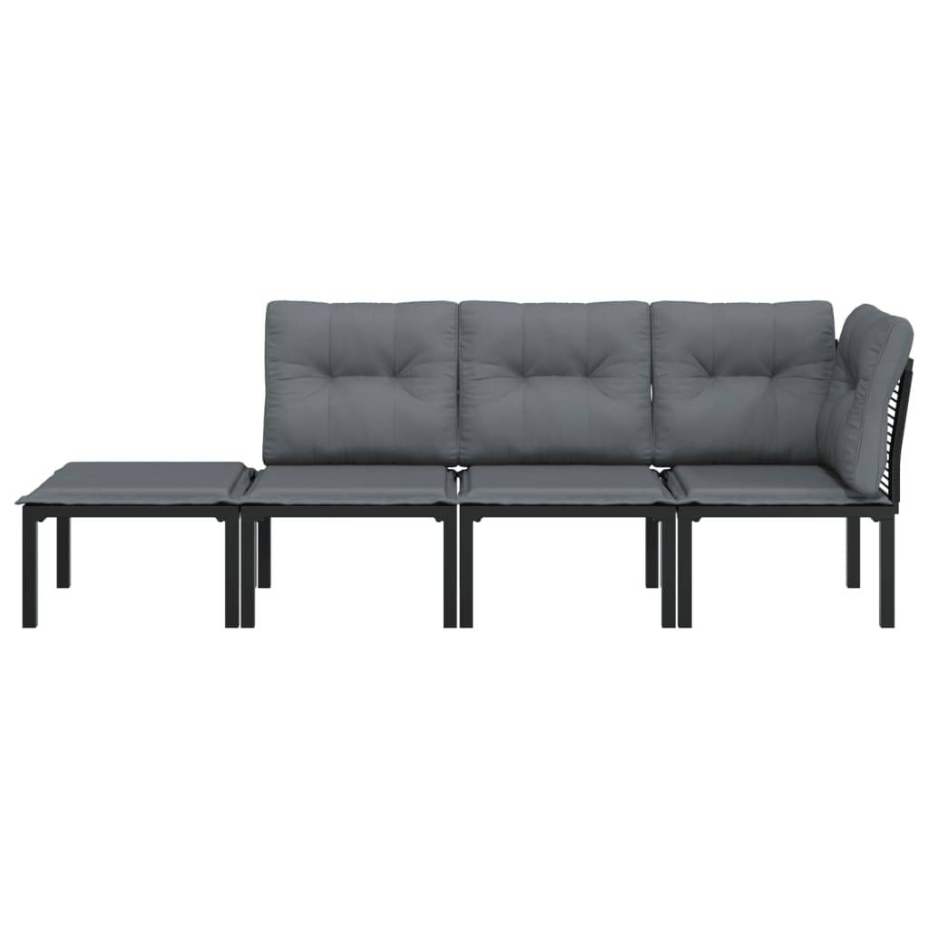 vidaXL 4-tlg. Garten-Lounge-Set Schwarz und Grau Poly Rattan