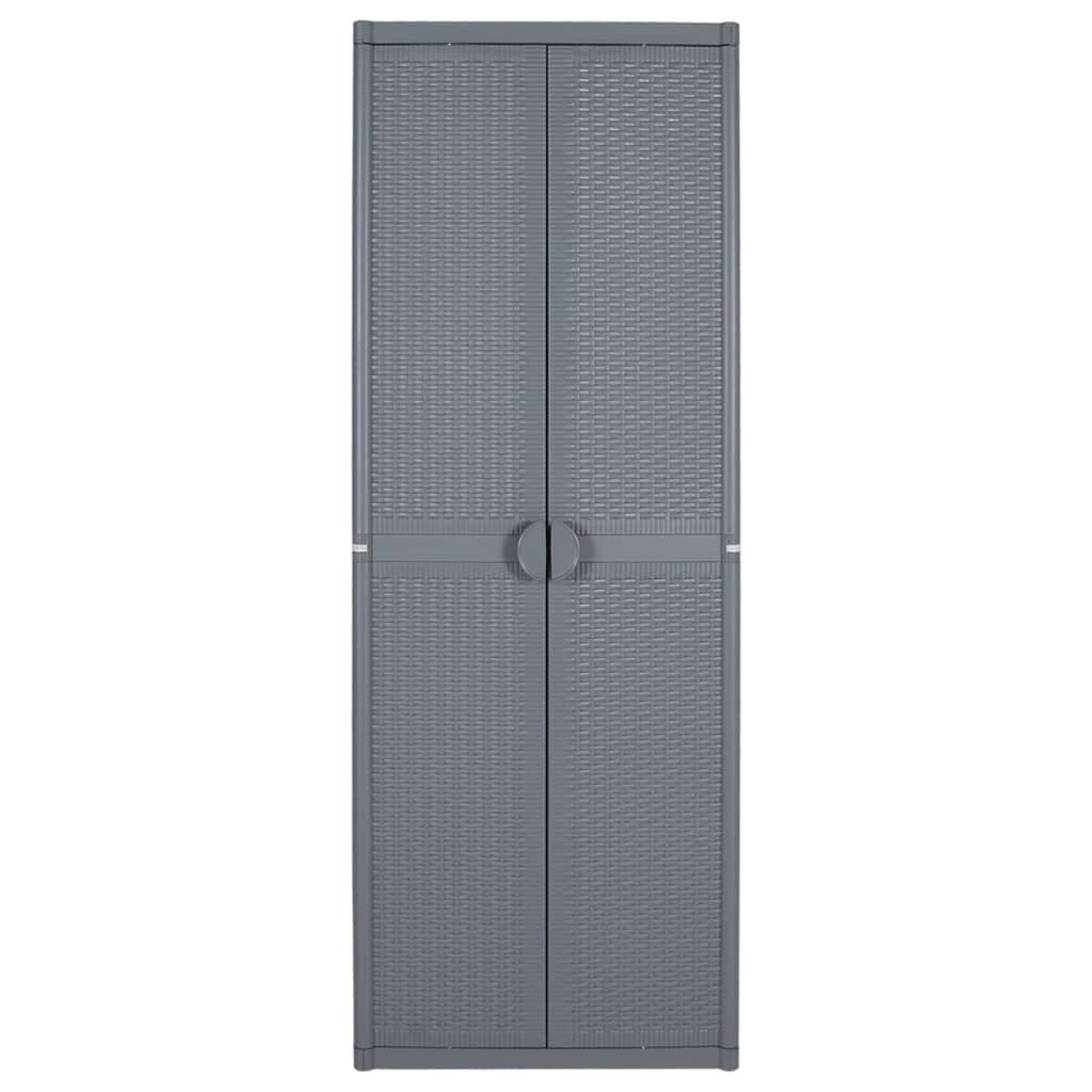 vidaXL Gartenschrank Grau 65x45x172 cm PP Rattan