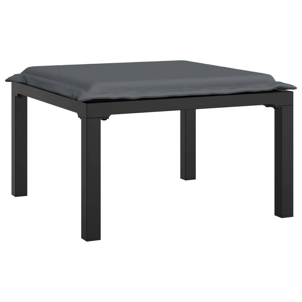 vidaXL Gartenhocker mit Kissen Schwarz und Grau Poly Rattan