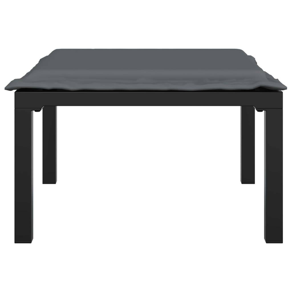 vidaXL Gartenhocker mit Kissen Schwarz und Grau Poly Rattan