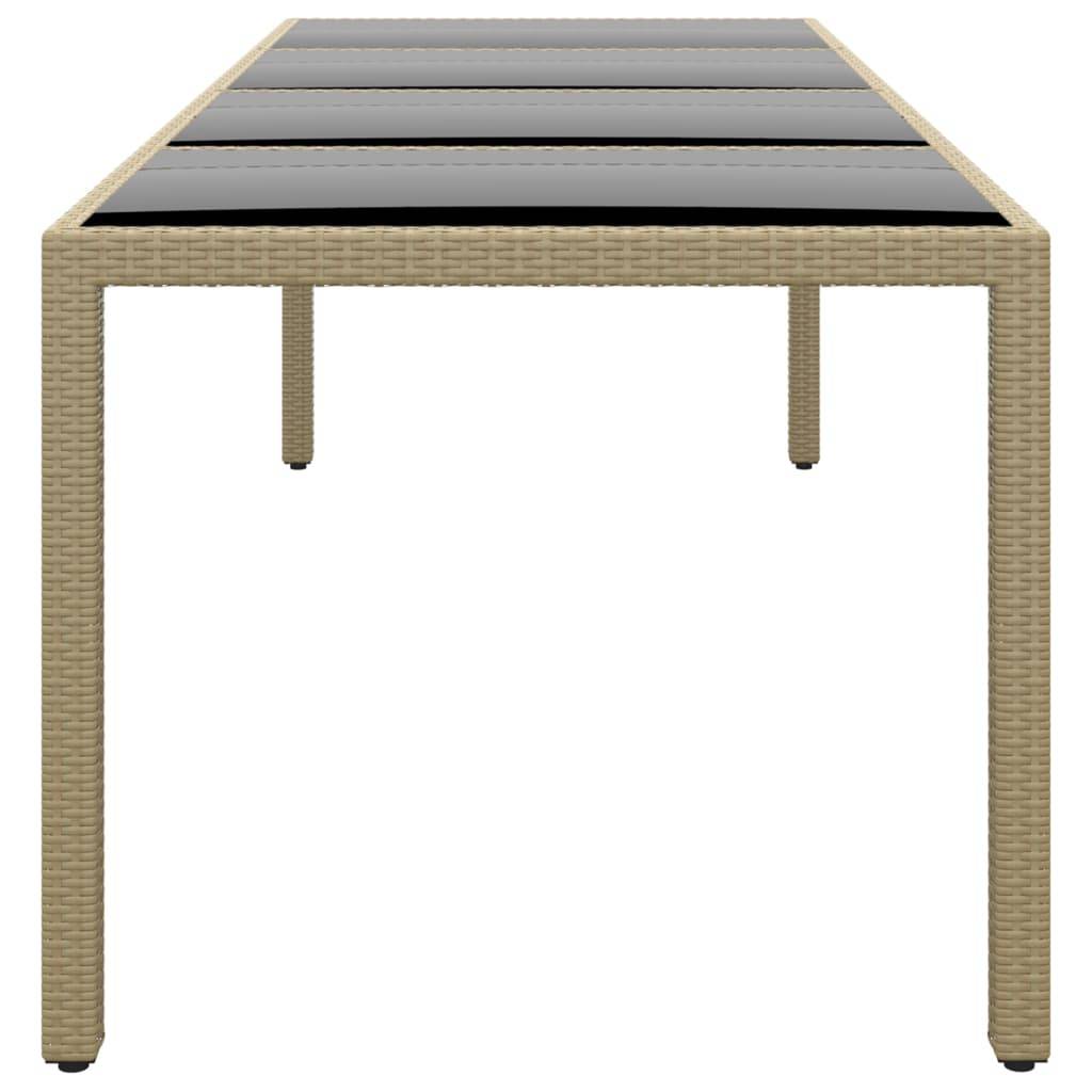 vidaXL Gartentisch mit Glasplatte Beige Poly Rattan