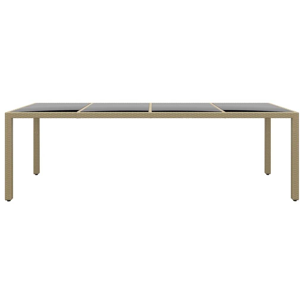 vidaXL Gartentisch mit Glasplatte Beige Poly Rattan