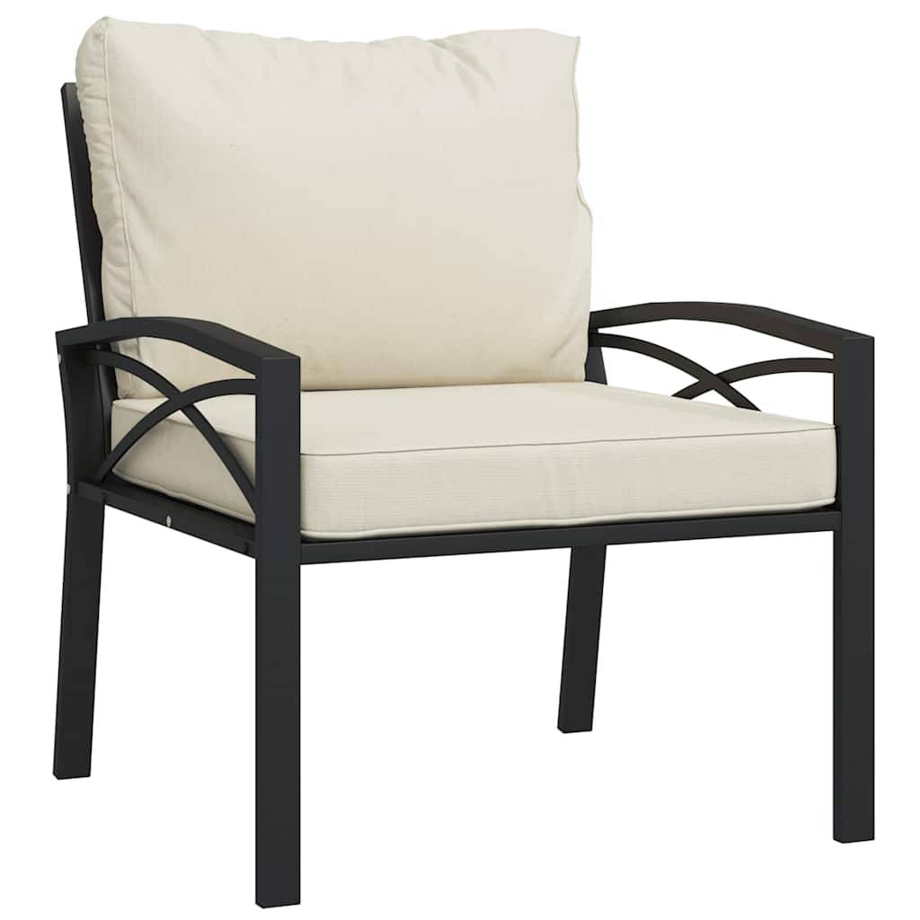 vidaXL Gartenstühle mit Sandfarbigen Kissen 2 Stk. 68x76x79 cm Stahl