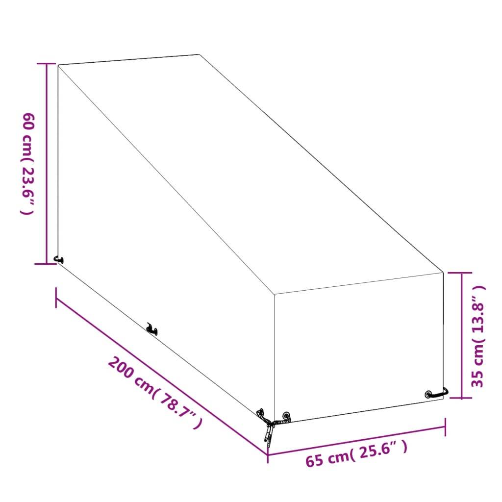 vidaXL Abdeckung für Sonnenliege 12 Ösen 200x65x35/60 cm Polyethylen