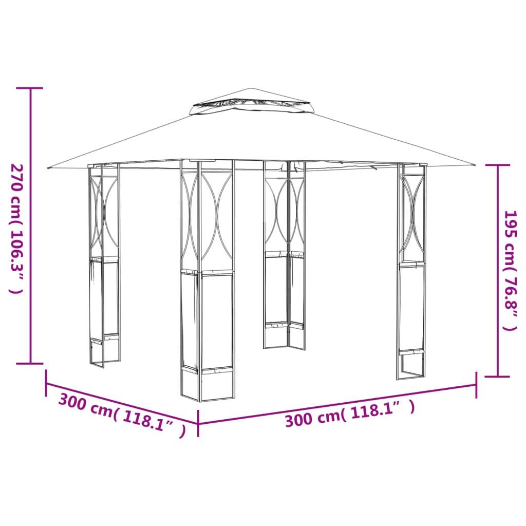 vidaXL Pavillon mit Dach Anthrazit 300x300x270 cm Stahl