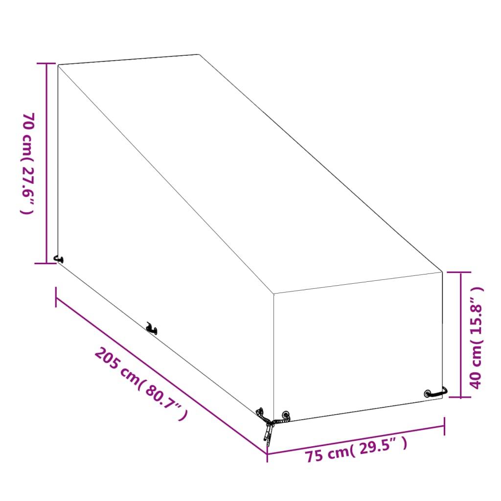 vidaXL Abdeckung für Sonnenliege 12 Ösen 205x75x40/70 cm Polyethylen