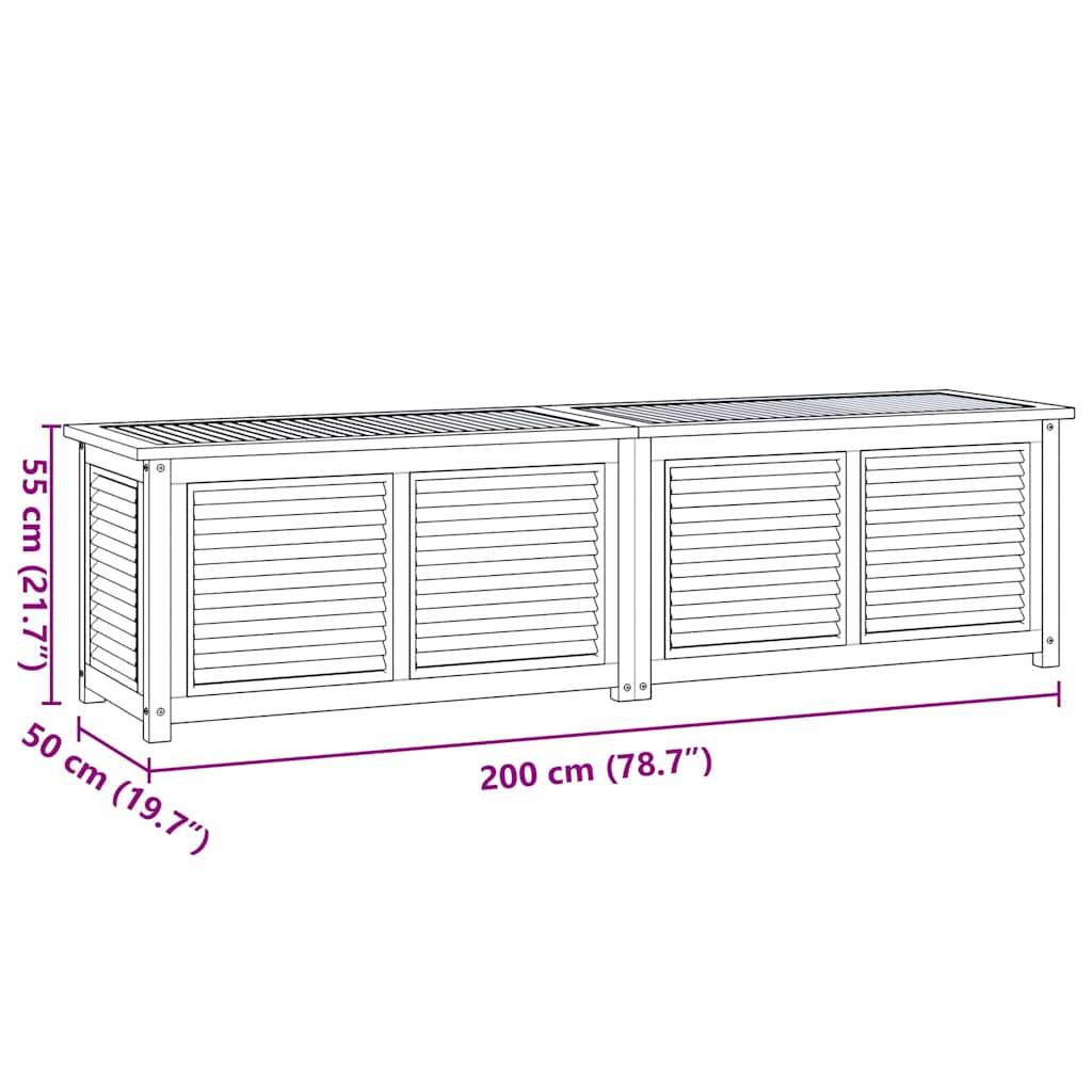 vidaXL Gartenbox mit Beutel 200x50x55 cm Massivholz Teak