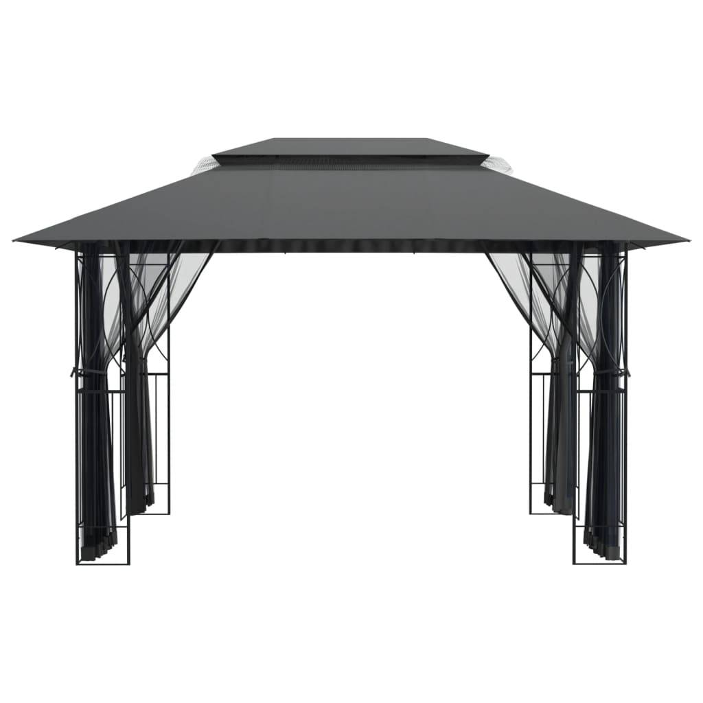 vidaXL Pavillon mit Seitenwänden Anthrazit 400x300x270 cm Stahl