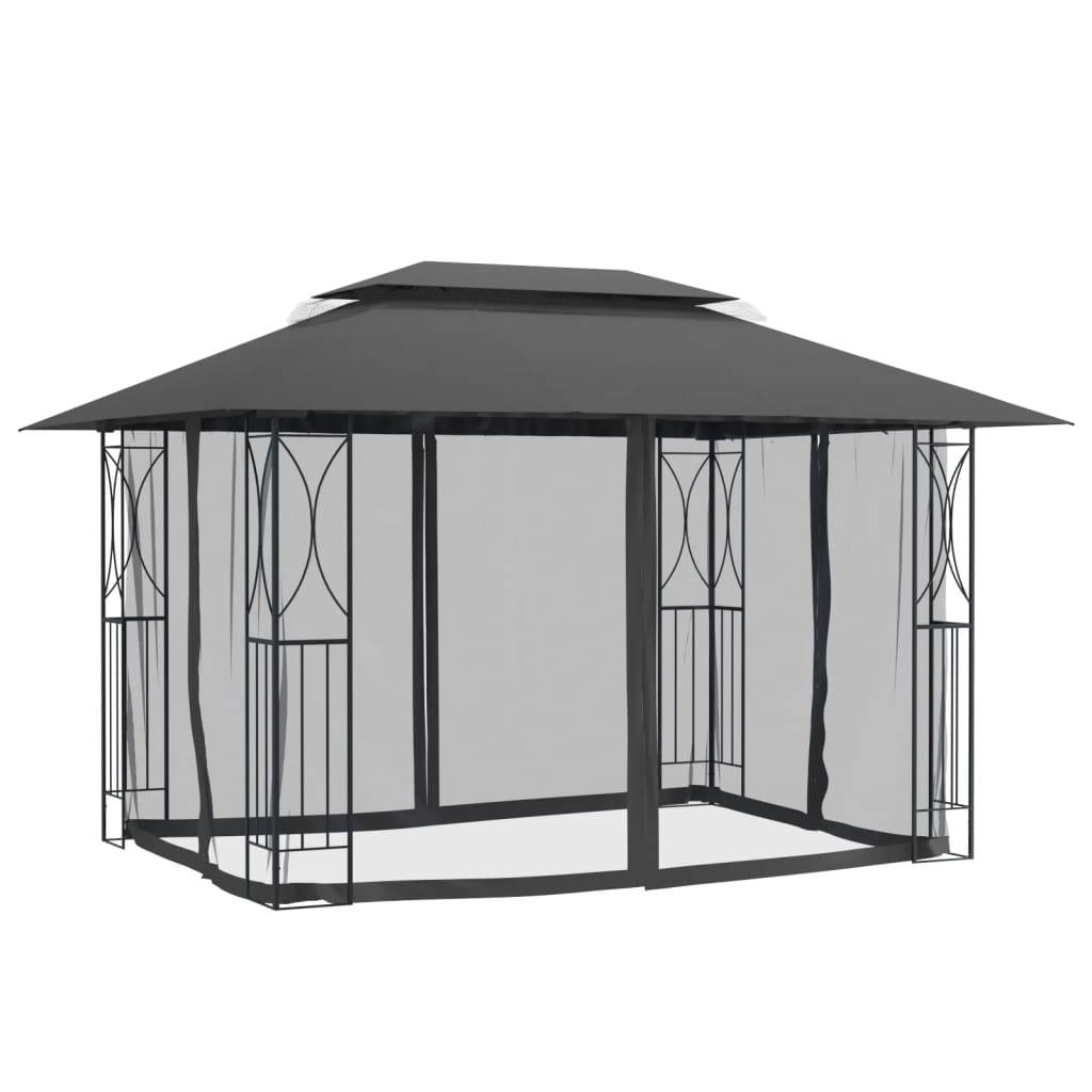 vidaXL Pavillon mit Seitenwänden Anthrazit 400x300x270 cm Stahl