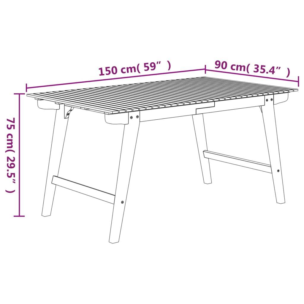 vidaXL Gartentisch 150x90x75 cm Massivholz Akazie