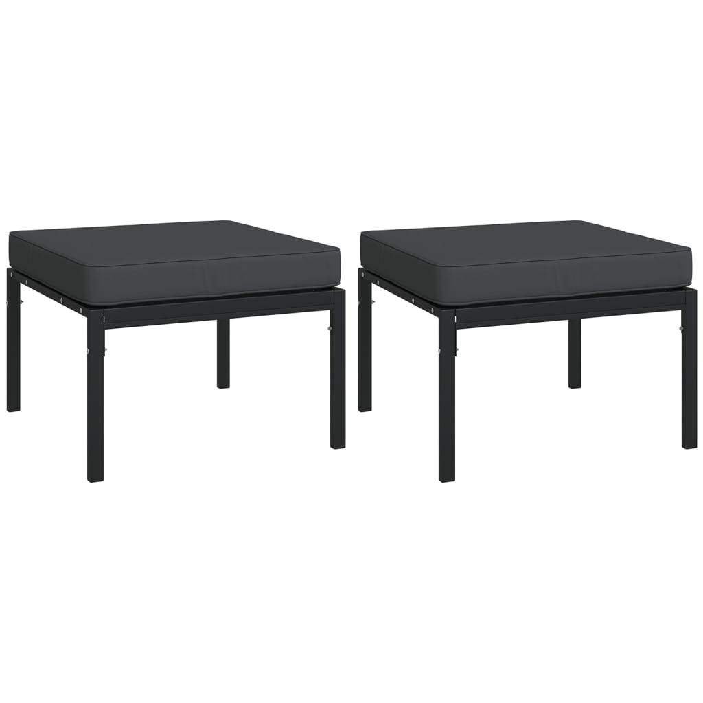 vidaXL Gartenhocker mit Grauen Kissen 2 Stk. 60x60x35 cm Stahl