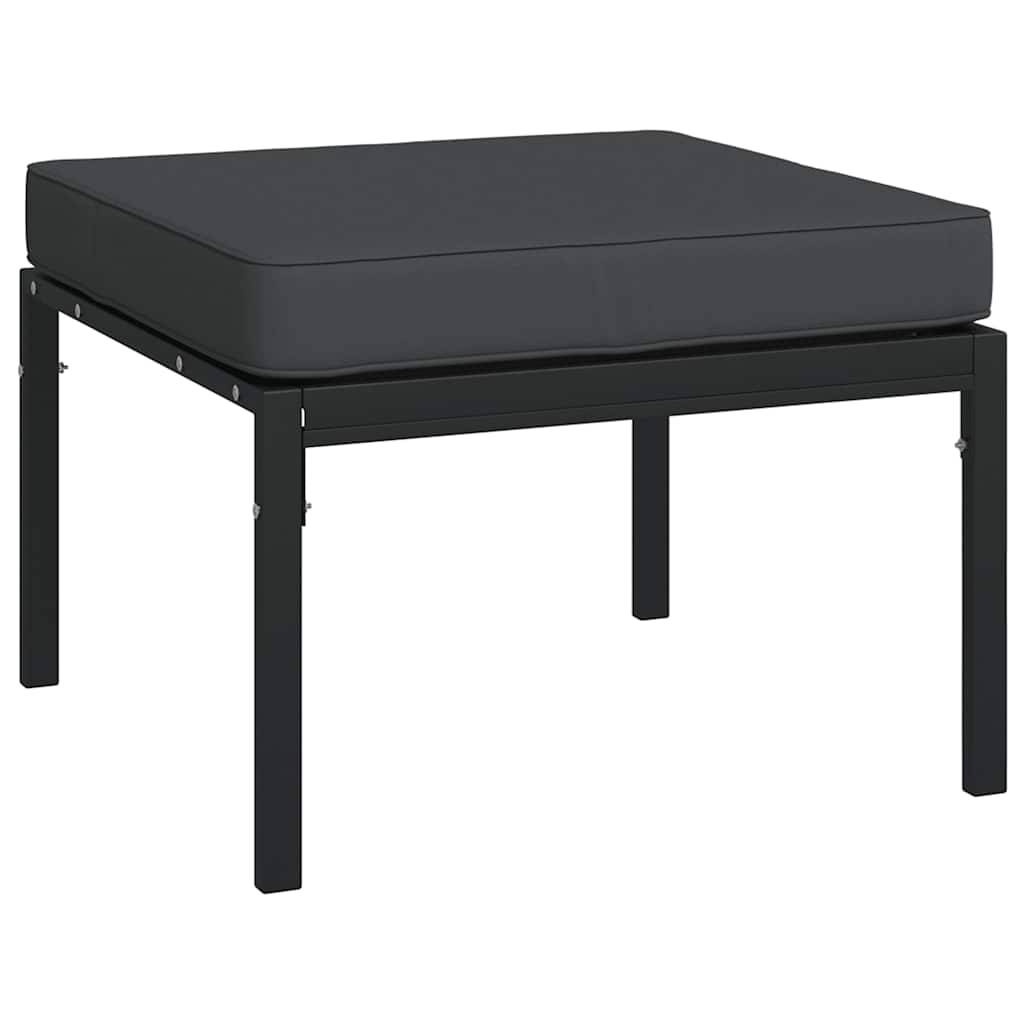vidaXL Gartenhocker mit Grauen Kissen 2 Stk. 60x60x35 cm Stahl