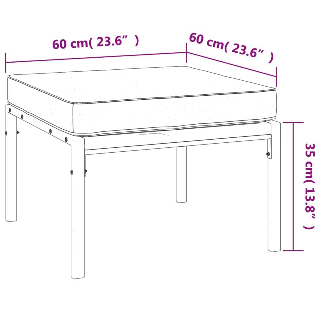 vidaXL Gartenhocker mit Grauen Kissen 2 Stk. 60x60x35 cm Stahl