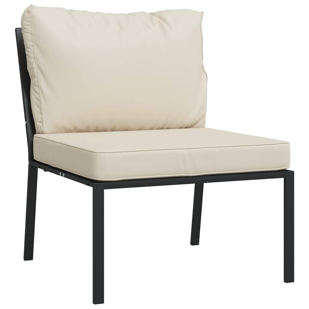 vidaXL Gartenstühle mit Sandfarbigen Kissen 2 Stk. 60x74x79 cm Stahl