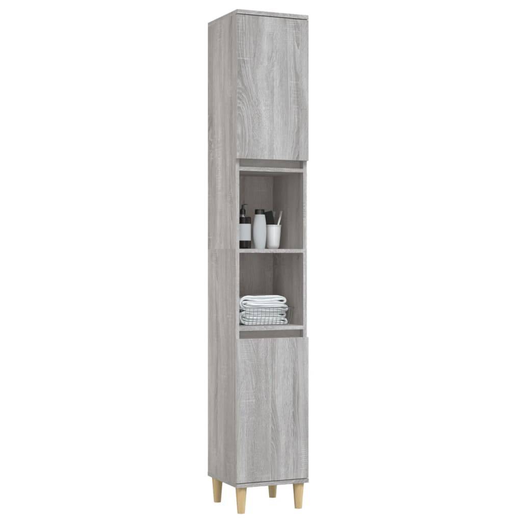 vidaXL Badschrank Grau Sonoma 30x30x190 cm Holzwerkstoff