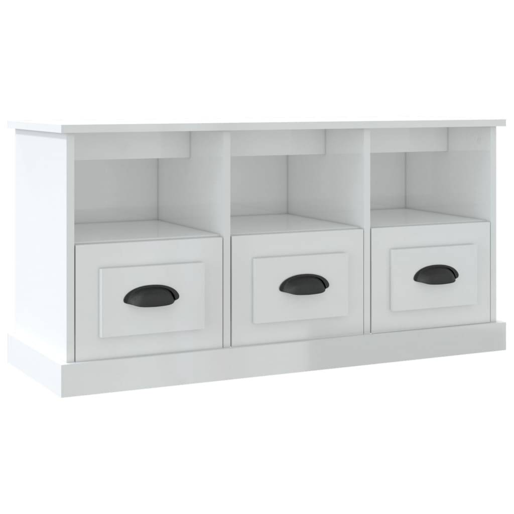 vidaXL TV-Schrank Hochglanz-Weiß 100x35x50 cm Holzwerkstoff