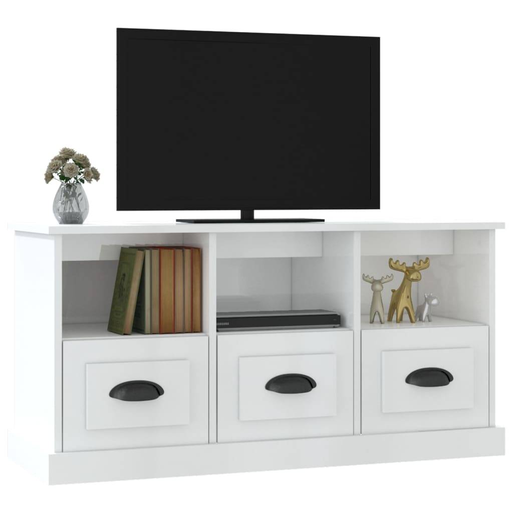 vidaXL TV-Schrank Hochglanz-Weiß 100x35x50 cm Holzwerkstoff