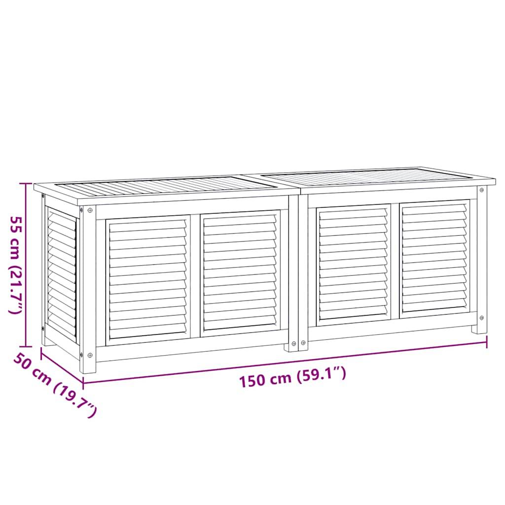 vidaXL Gartenbox mit Beutel 150x50x55 cm Massivholz Teak