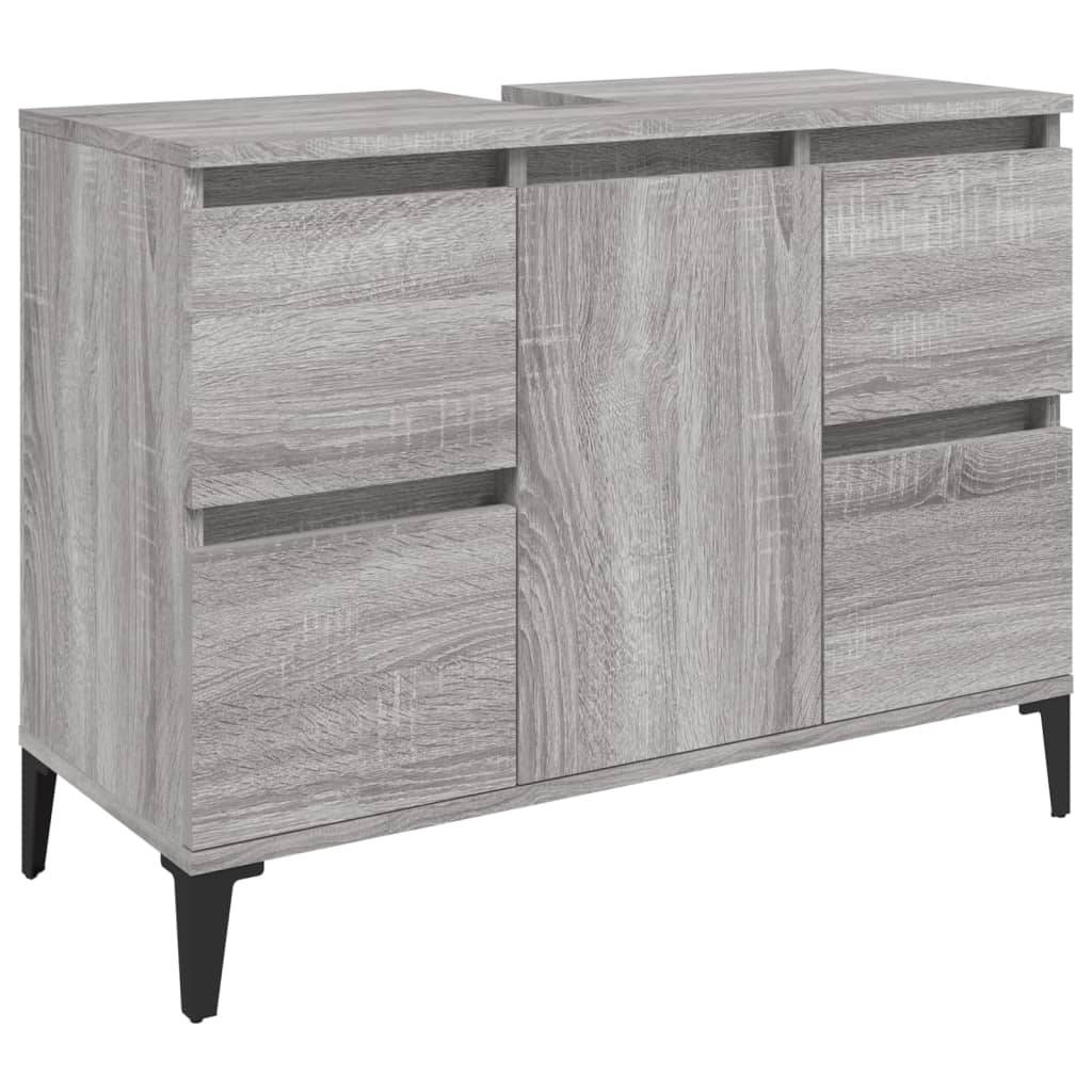 vidaXL Waschbeckenunterschrank Grau Sonoma 80x33x60 cm Holzwerkstoff
