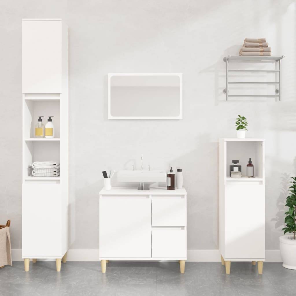 vidaXL Badschrank Weiß 30x30x190 cm Holzwerkstoff