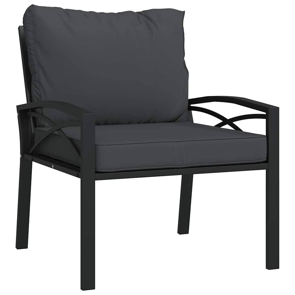 vidaXL Gartenstühle mit Grauen Kissen 2 Stk. 68x76x79 cm Stahl