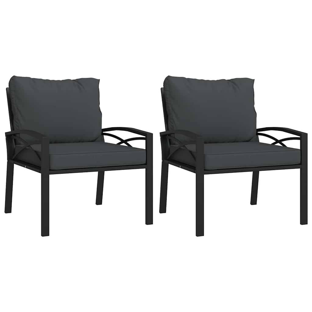 vidaXL Gartenstühle mit Grauen Kissen 2 Stk. 68x76x79 cm Stahl