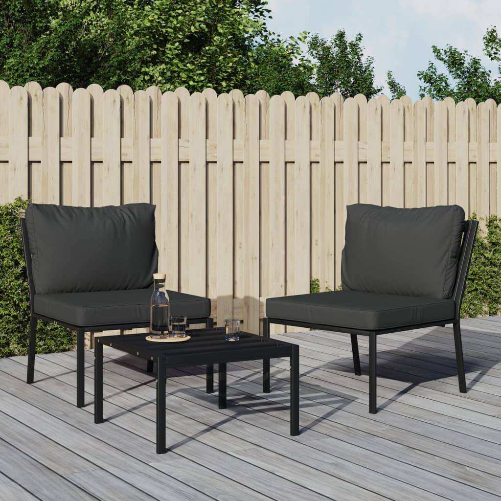 vidaXL Gartenstühle mit Grauen Kissen 2 Stk. 60x74x79 cm Stahl