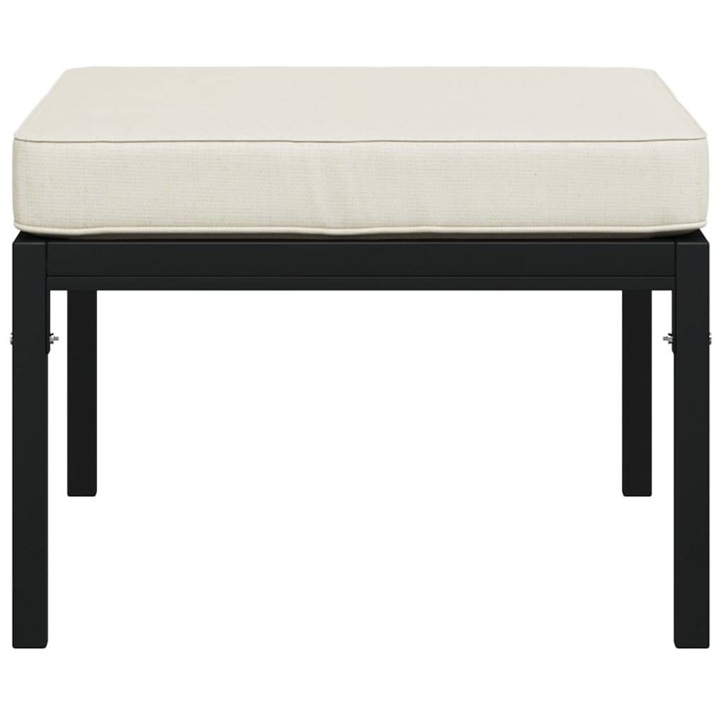 vidaXL Gartenhocker mit Sandfarbigen Kissen 2 Stk. 60x60x35 cm Stahl