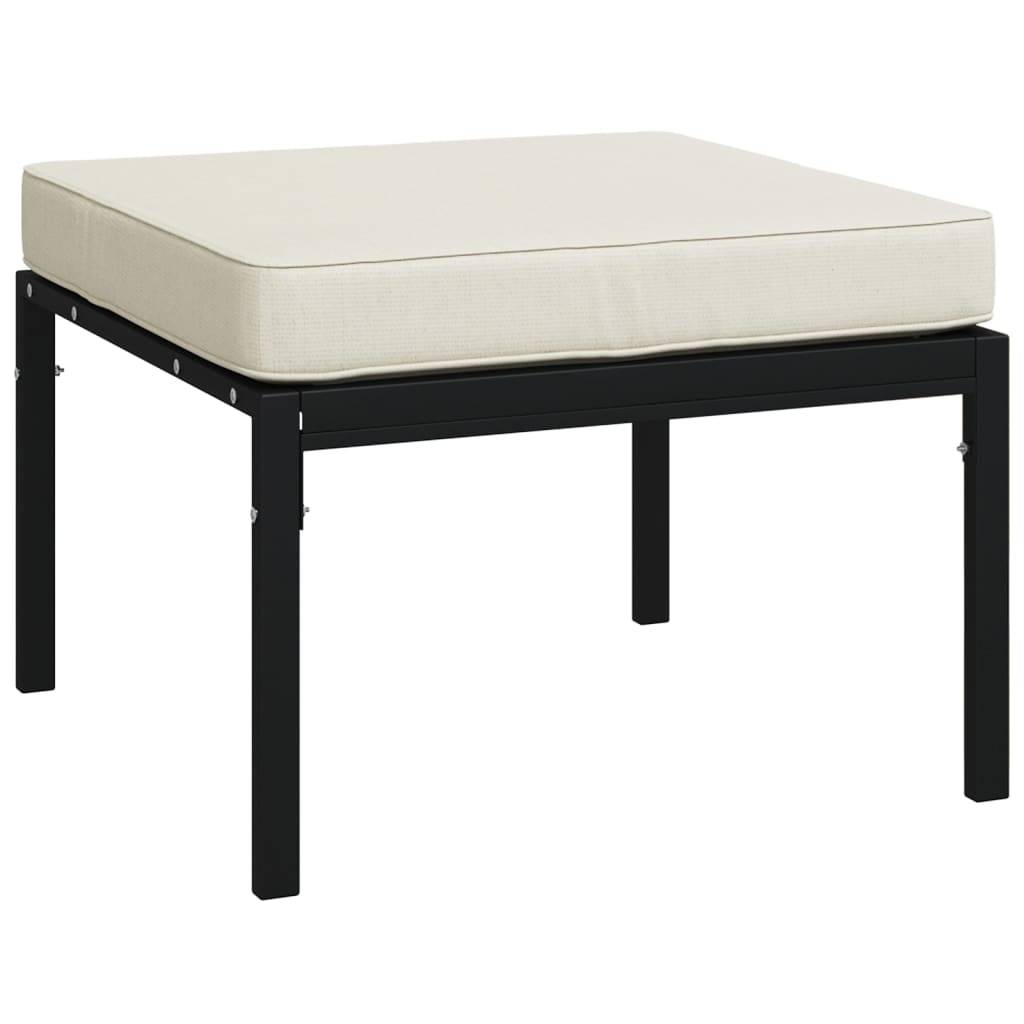 vidaXL Gartenhocker mit Sandfarbigen Kissen 2 Stk. 60x60x35 cm Stahl