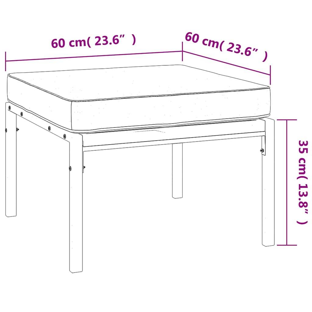 vidaXL Gartenhocker mit Sandfarbigen Kissen 2 Stk. 60x60x35 cm Stahl