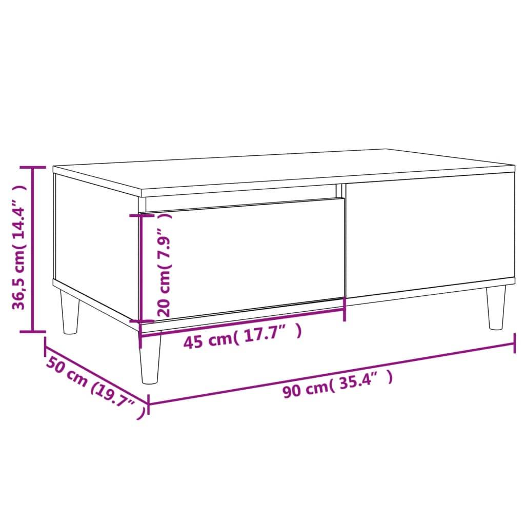 vidaXL Couchtisch Räuchereiche 90x50x36,5 cm Holzwerkstoff