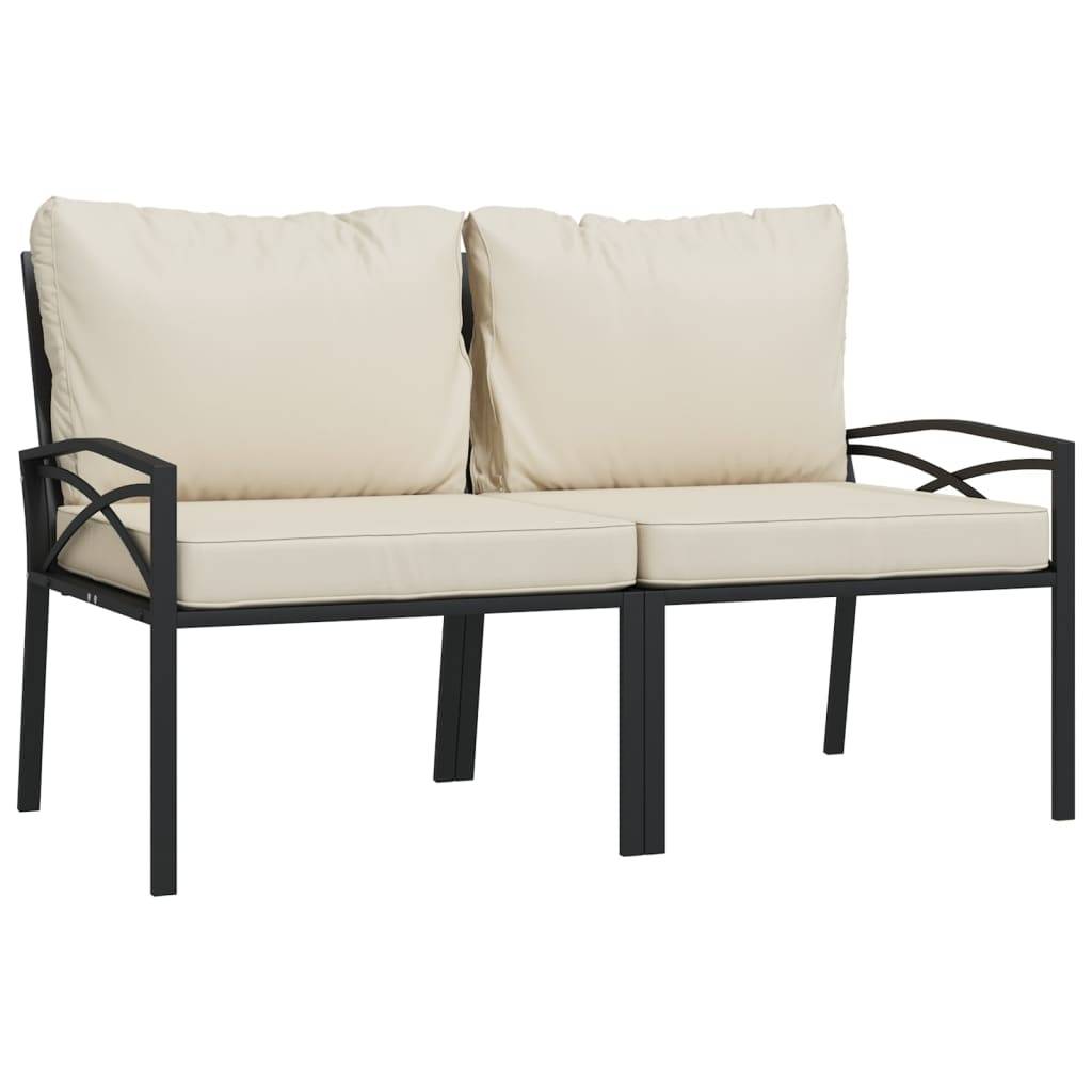 vidaXL Gartenstühle mit Sandfarbigen Kissen 2 Stk. 62x75x79 cm Stahl