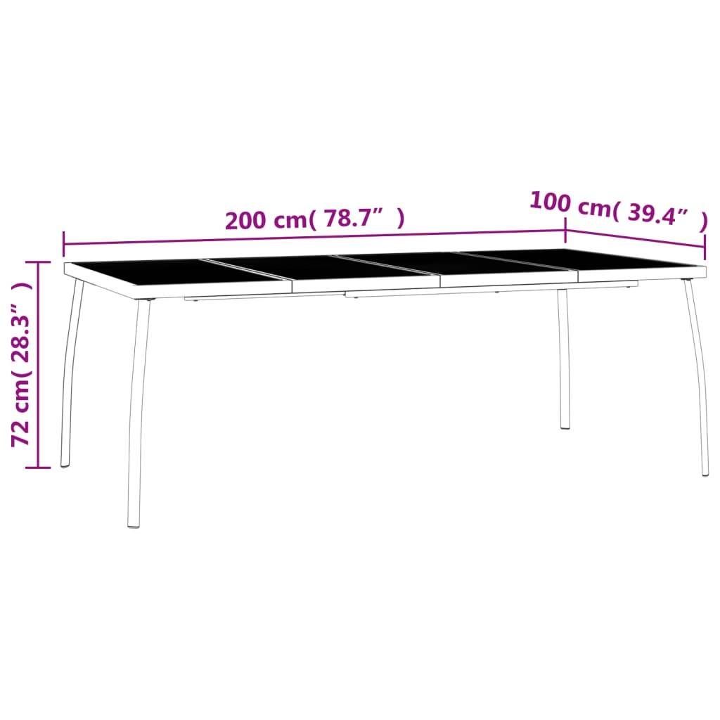 vidaXL Gartentisch Anthrazit 200x100x72 cm Stahlgitter