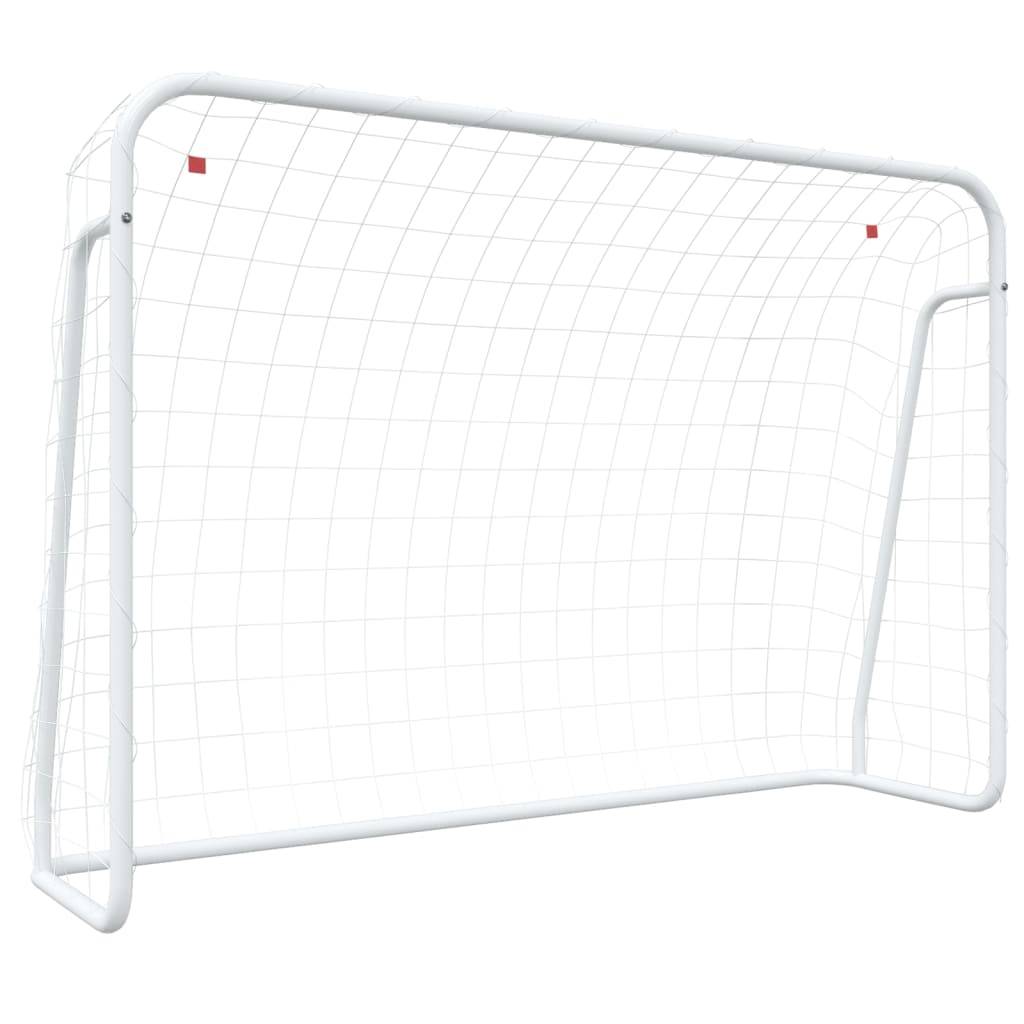 vidaXL Fußballtor mit Netz Weiß 214x75x152 cm Stahl &amp; Polyester